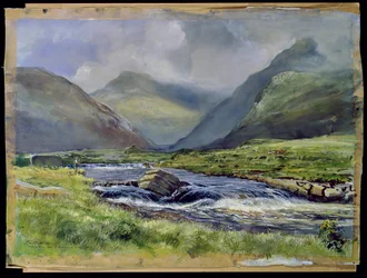 Bundorragha River, Kings and Rock Pools, Co. Mayo, Irland, 1997 (wc på papir)
